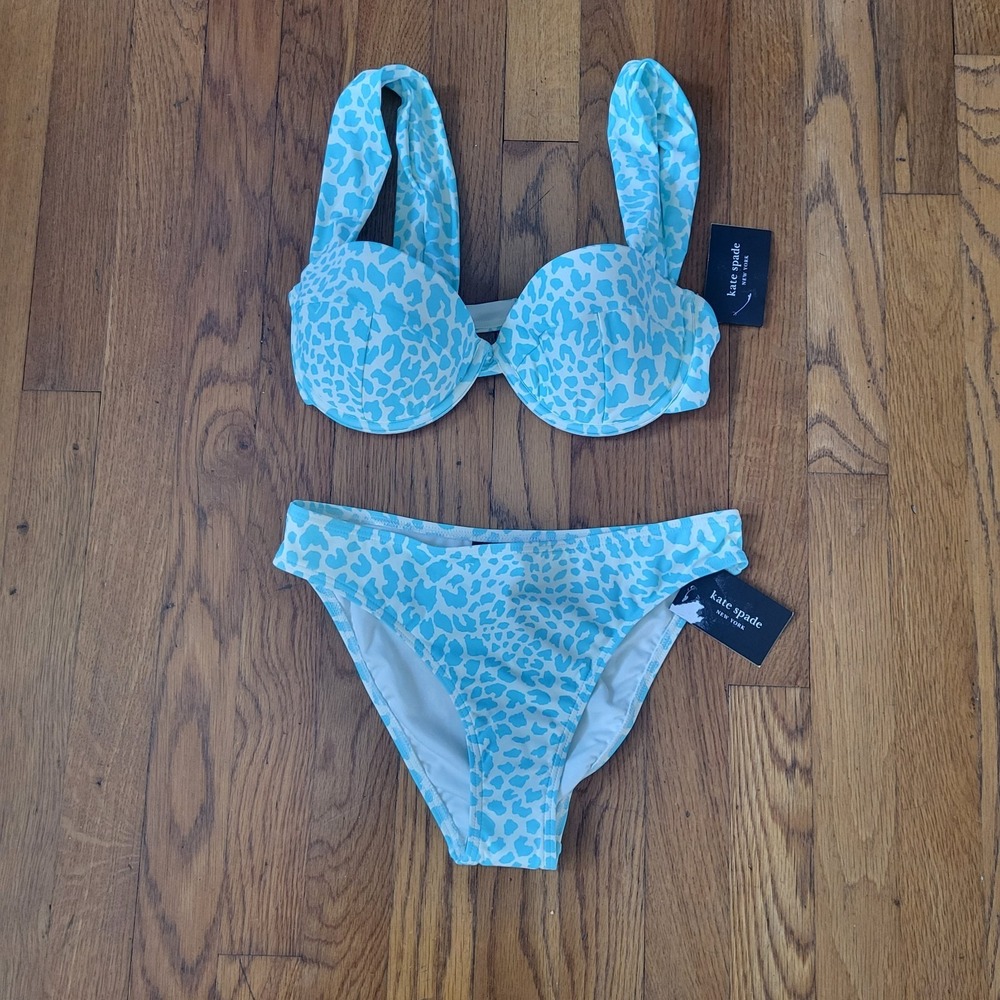 Kate‎ Spade 2 Piece Bikini Bathing Suit Top Small Bottom XS Padded Blue